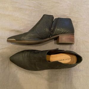 Stacked Heel Leather Booties